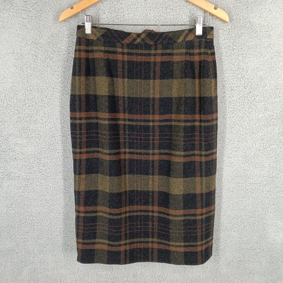Hensel Mortensen Womens 8 Multicolor Plaid Wool Pencil Skirt Career Wear Classic - Picture 1 of 9